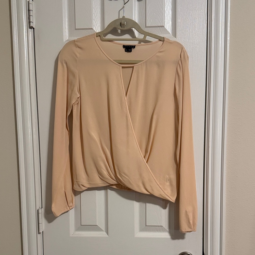 Theory Peach Wrap Blouse
